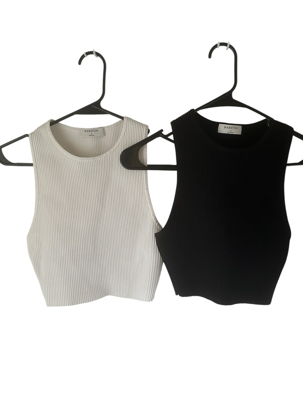 Babaton Ribbed Cropped Tank Duo - White & Black